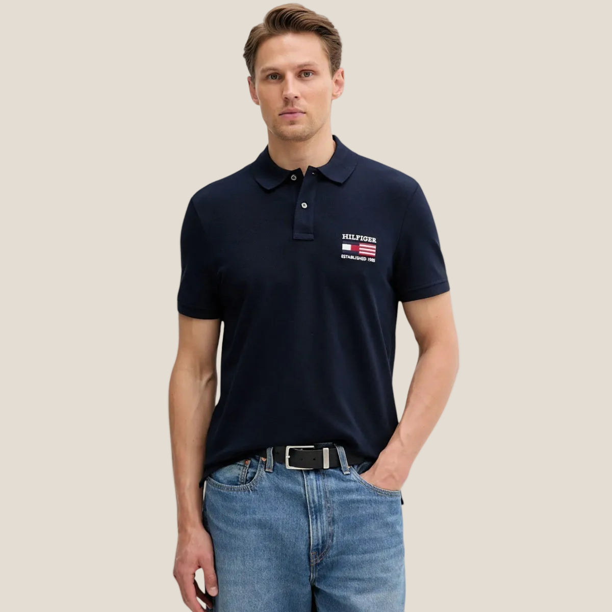 Polo-Shirt mit gestickter Flagge