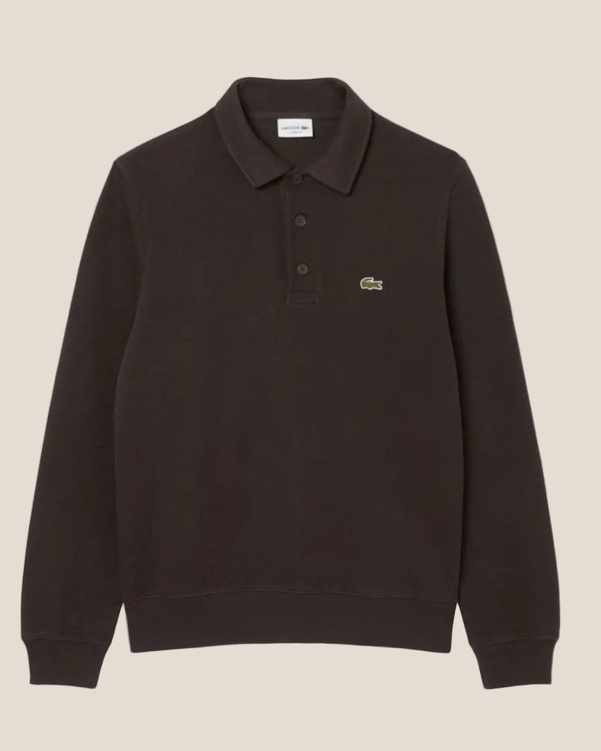 Lacoste Ribbed Cotton Polo Collar Sweatshirt