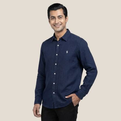 Ralph Lauren Leinen/Remi Mischgewebe Hemd, Marine