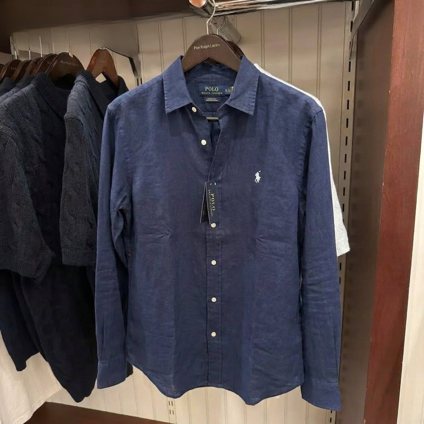 Ralph Lauren Leinen/Remi Mischgewebe Hemd, Marine