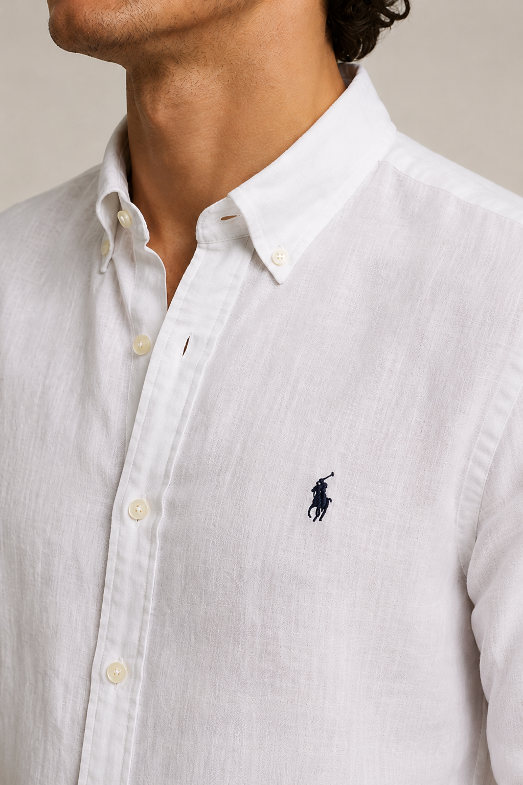 Ralph Lauren Hemd aus Leinen-Remi-Mischung, Weiß