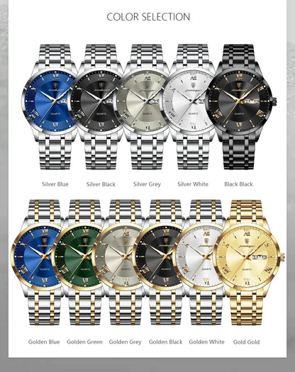 POEDAGAR Classic Day-Date Watch