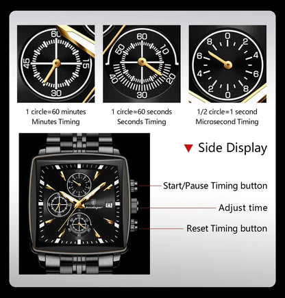 POEDAGAR Square Steel Watch