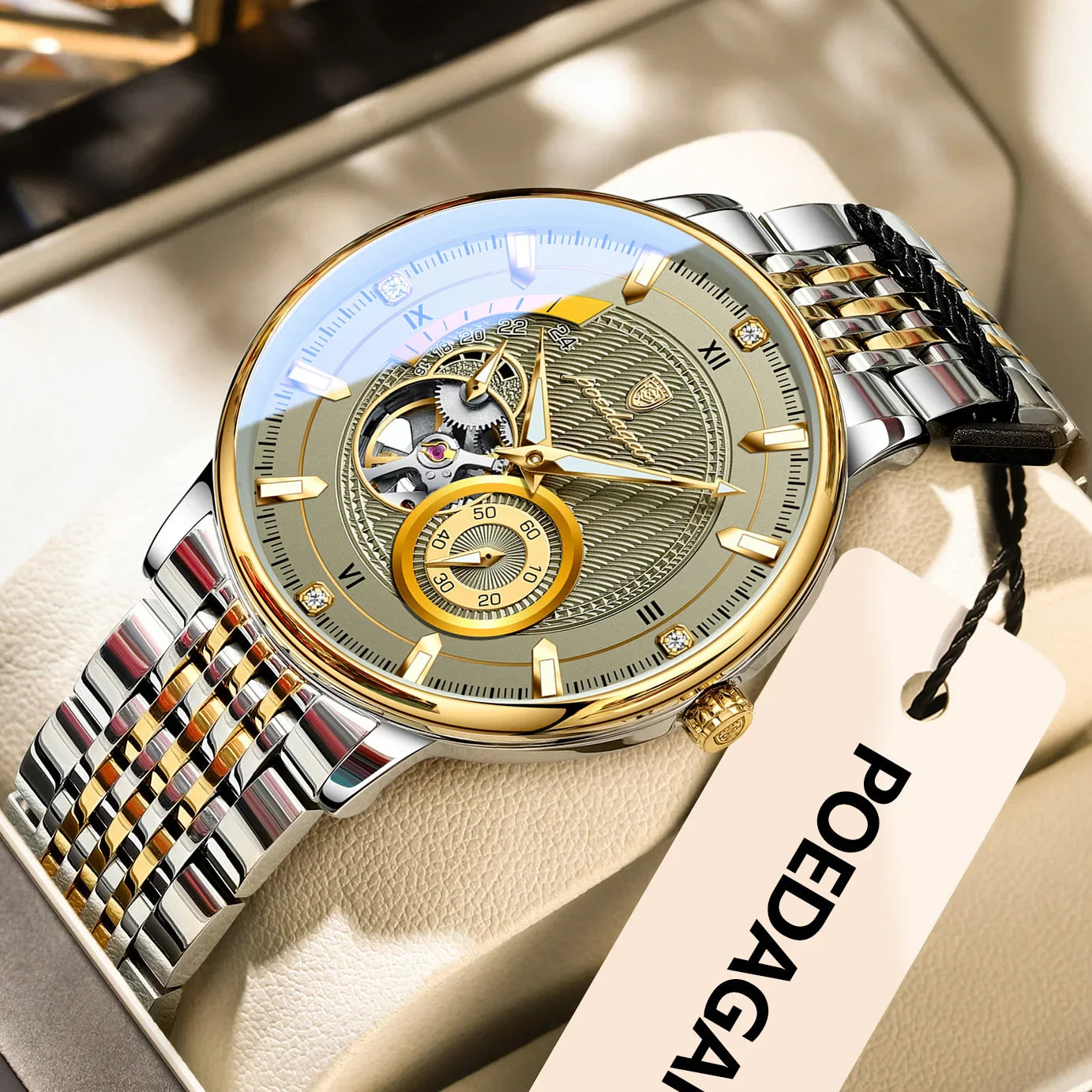 POEDAGAR Prestige Skeleton Automatic Watch