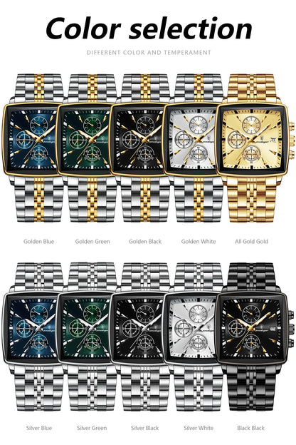 POEDAGAR Prestige Square Chronograph Watch