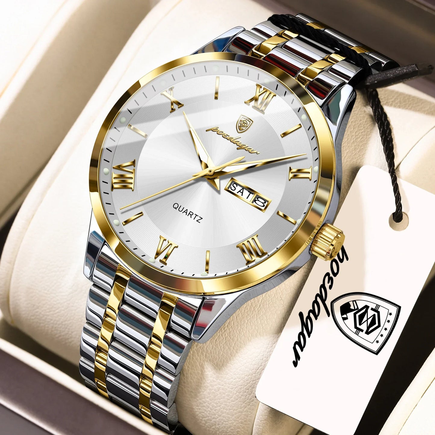POEDAGAR Classic Day-Date Watch
