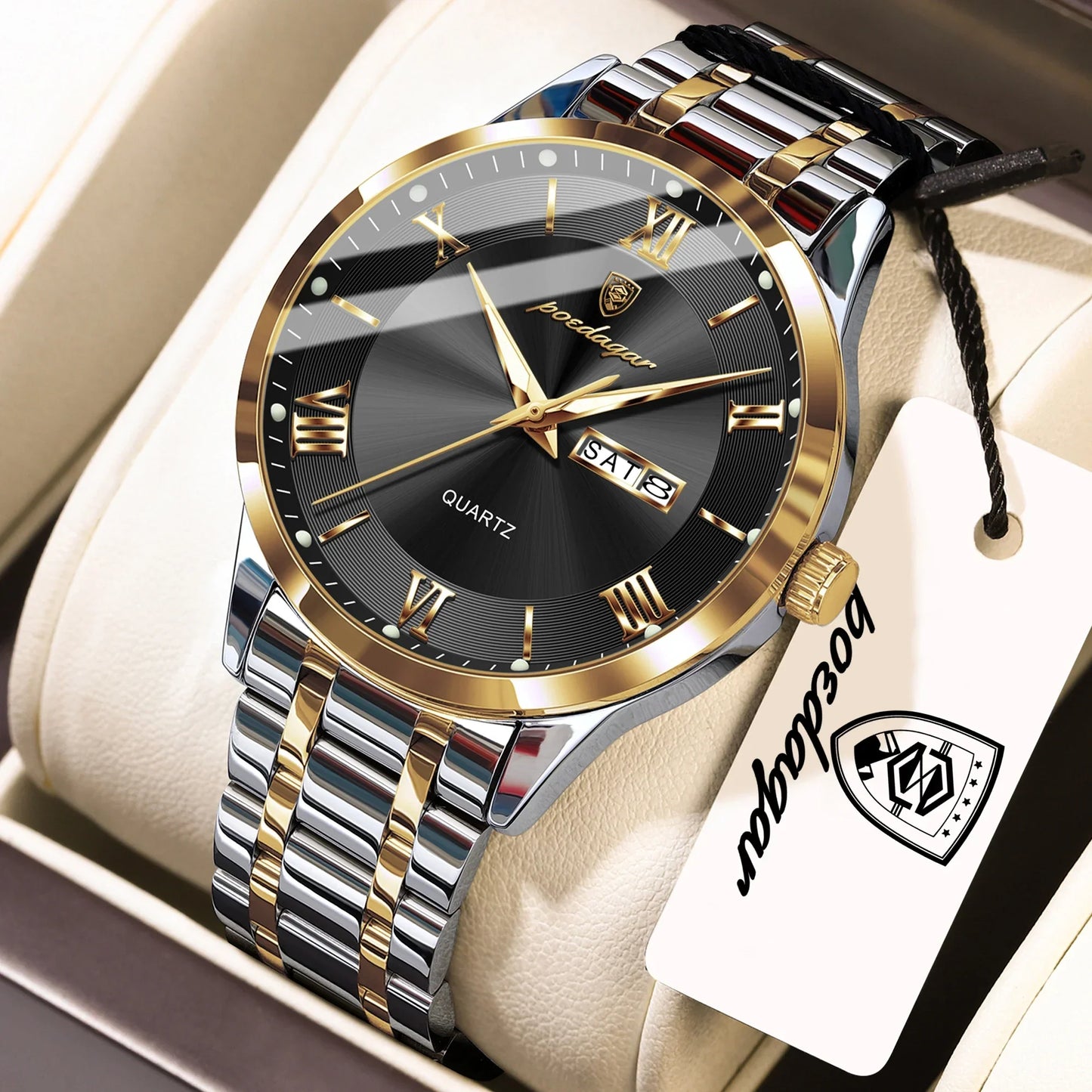 POEDAGAR Classic Day-Date Watch