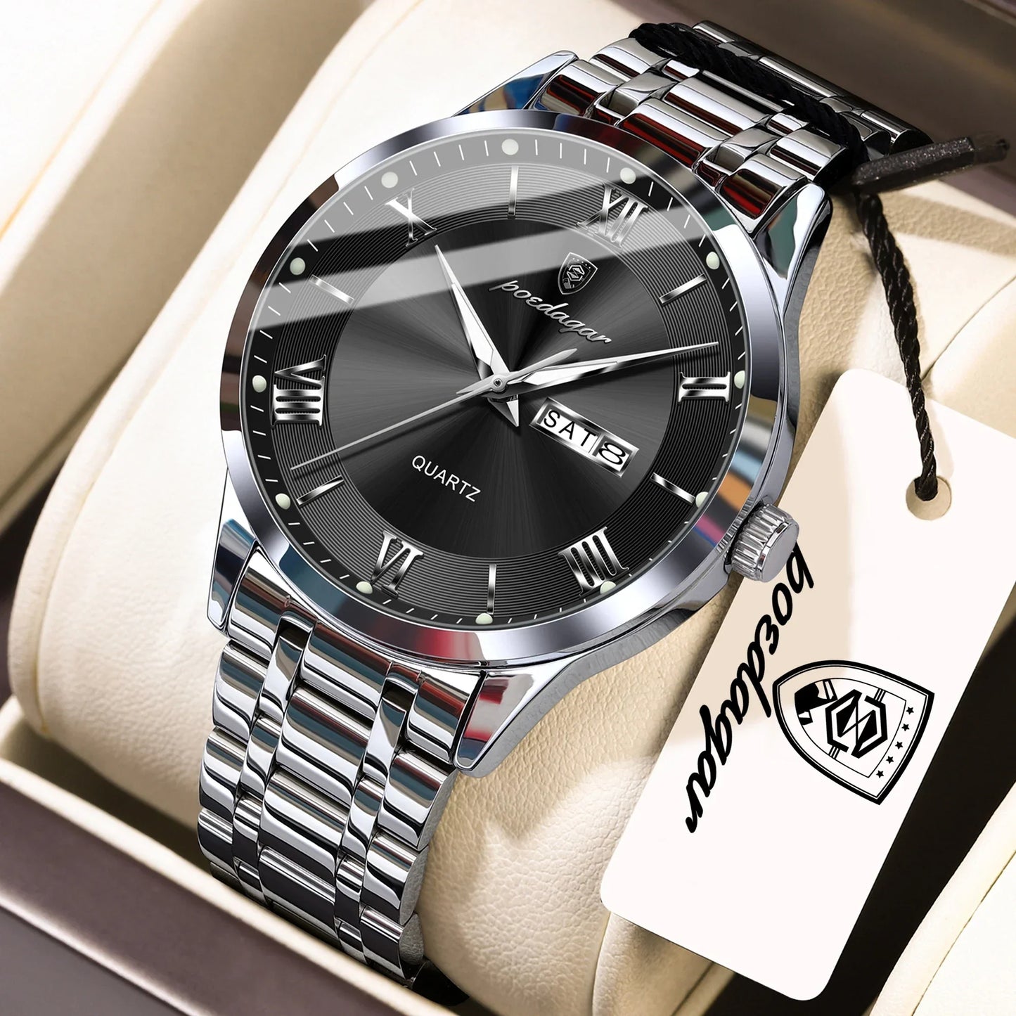 POEDAGAR Classic Day-Date Watch