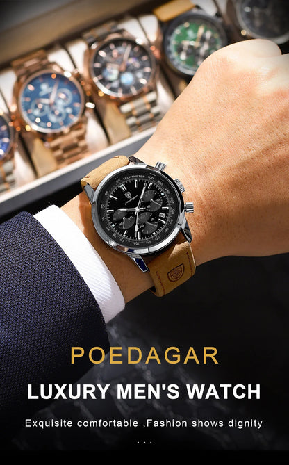 POEDAGAR Classic Chronograph Watch