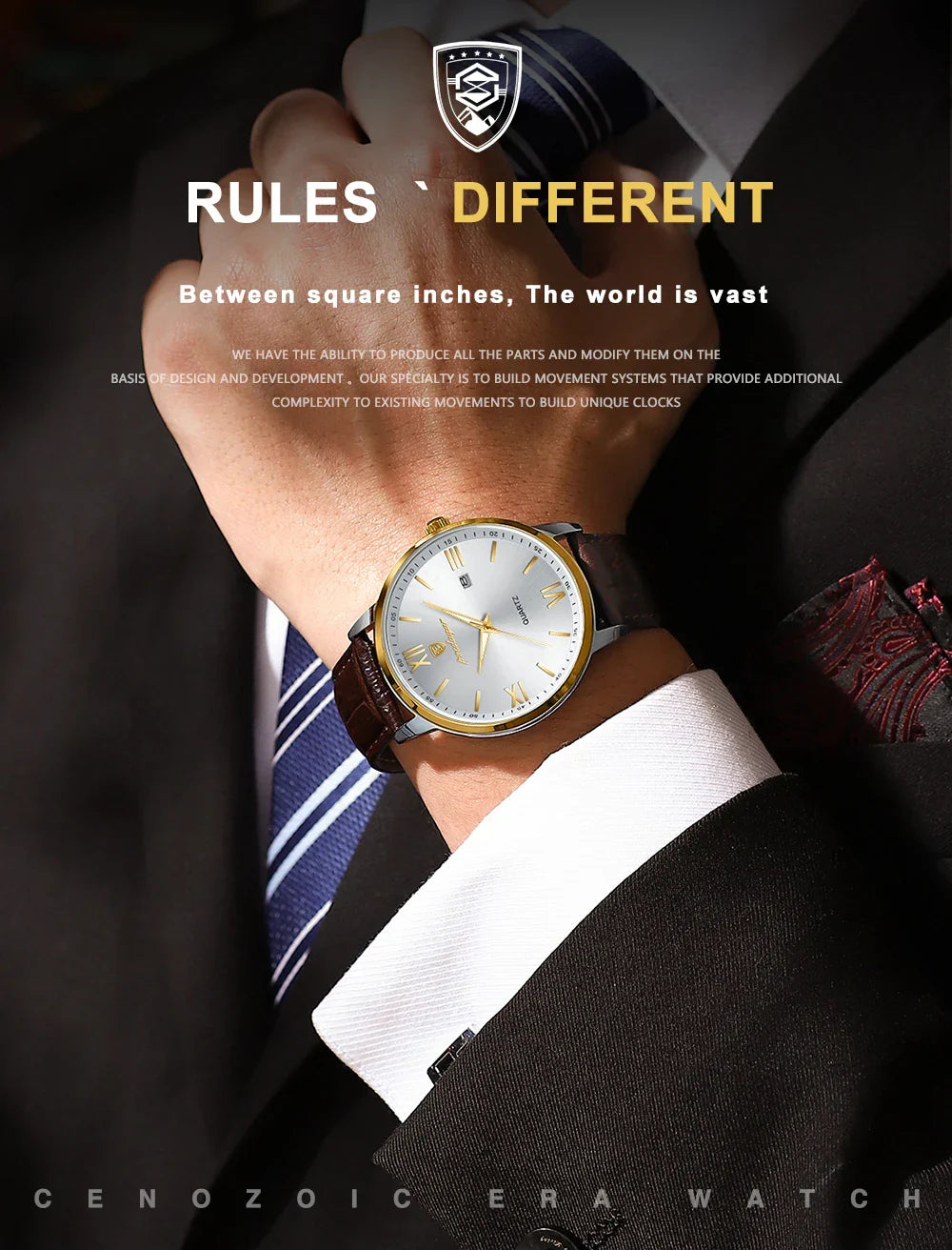 POEDAGAR Minimal Date Leather Watch