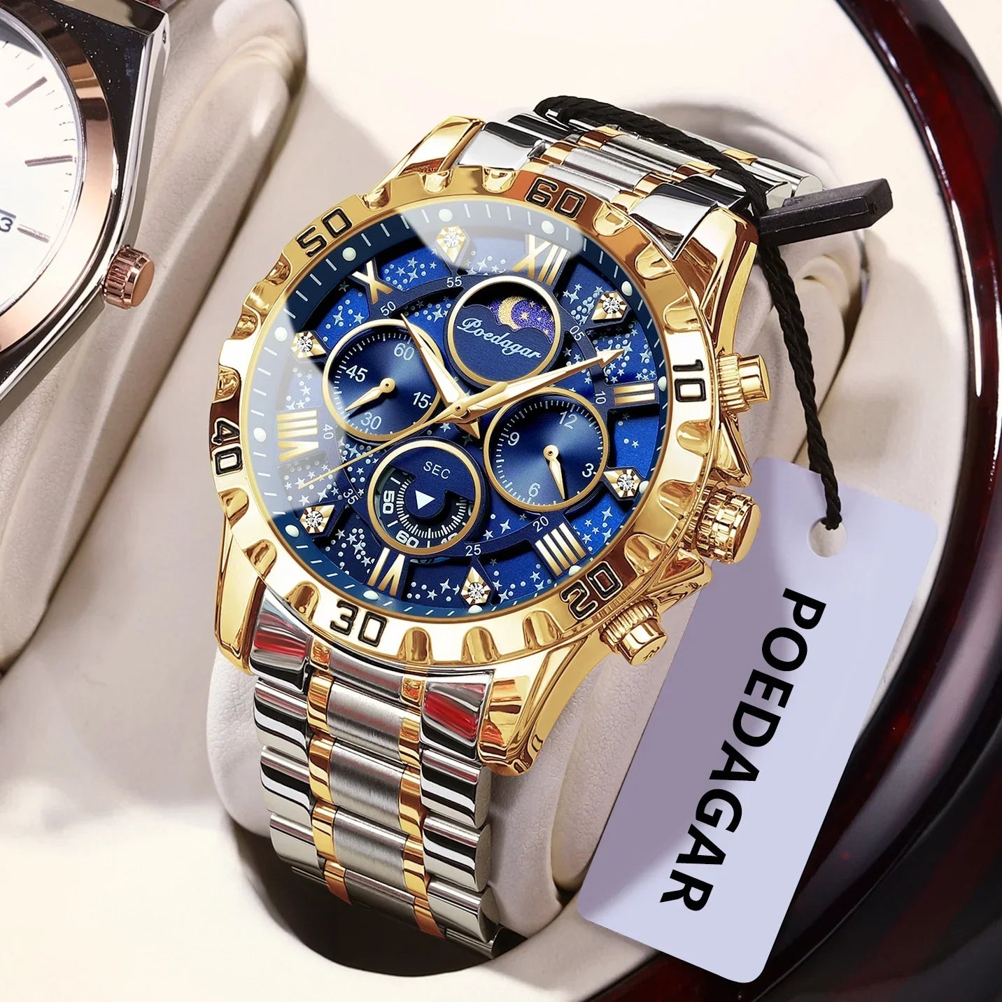 POEDAGAR Chrono Steel Watch