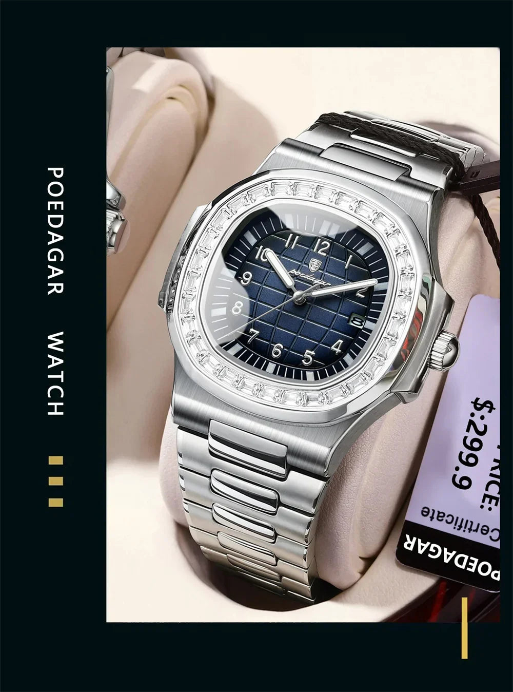 POEDAGAR Luxury Steel Watch