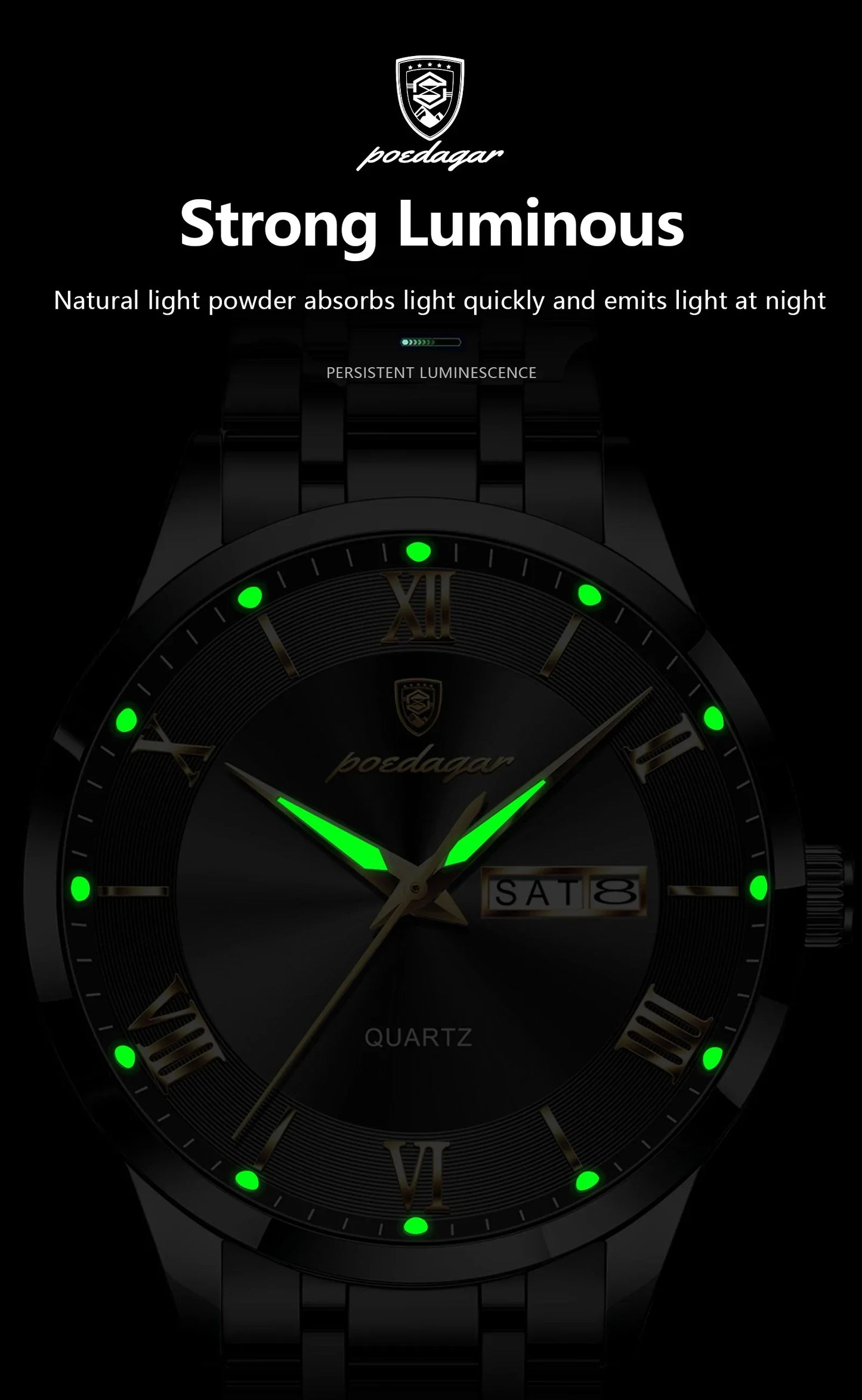 POEDAGAR Classic Day-Date Watch