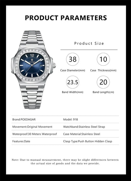 POEDAGAR Royal Grid Luxury Watch