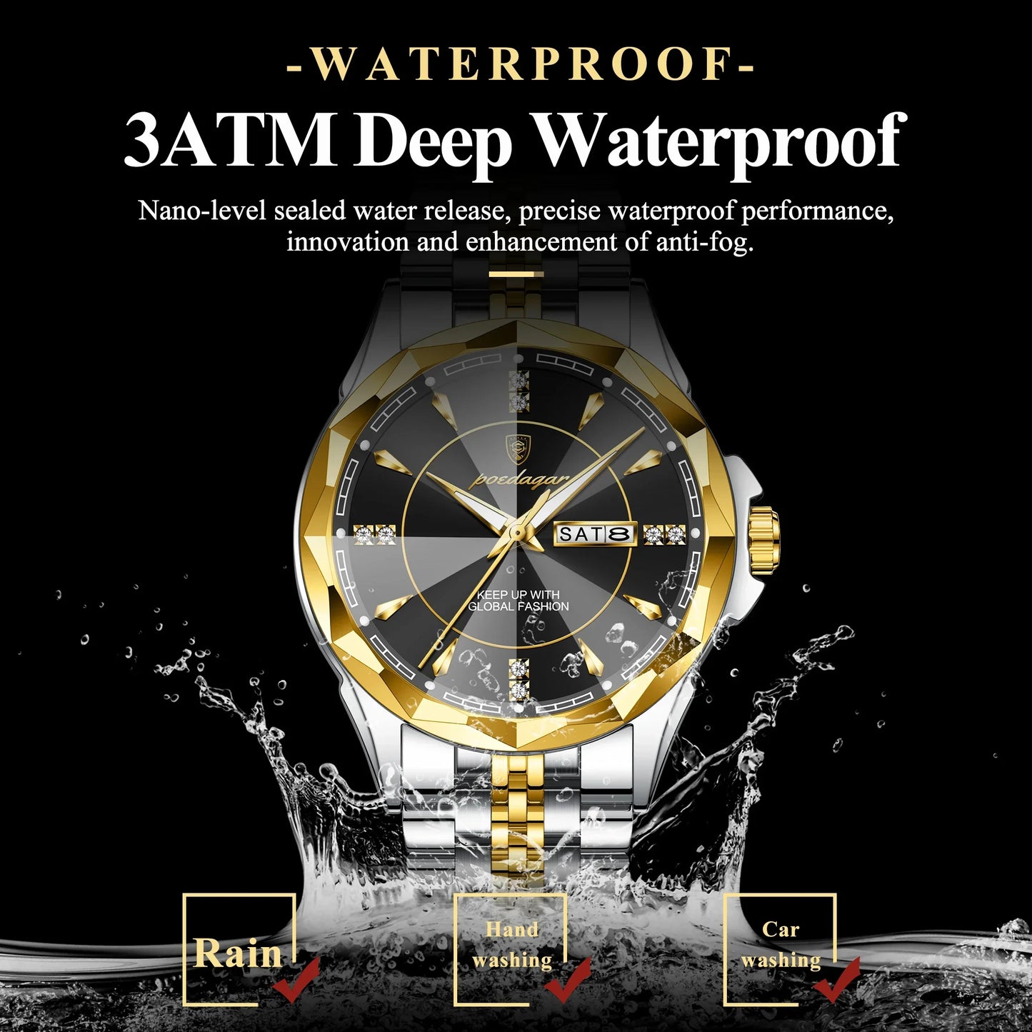 POEDAGAR Royal Steel Watch