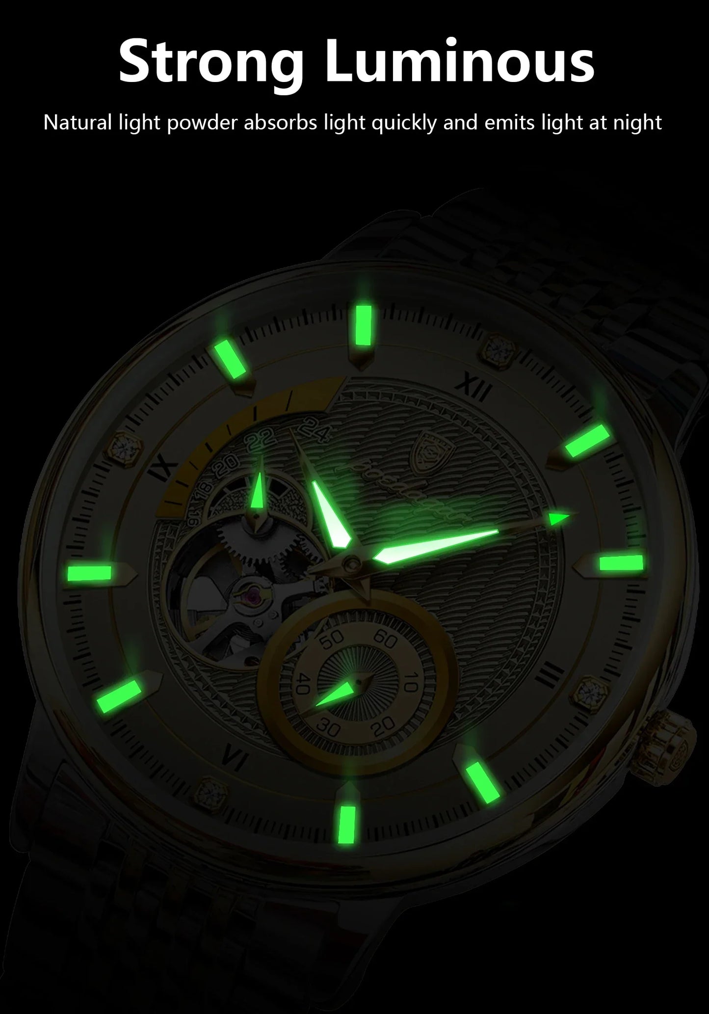 POEDAGAR Prestige Skeleton Automatic Watch