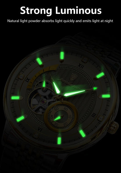 POEDAGAR Prestige Skeleton Automatic Watch
