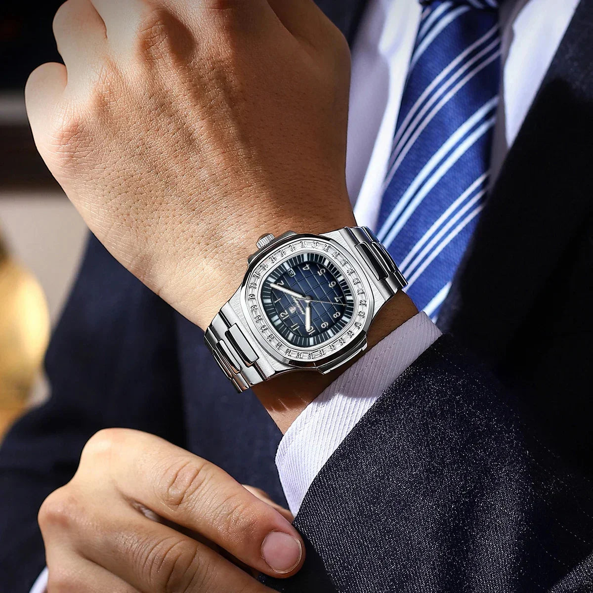 POEDAGAR Luxury Steel Watch