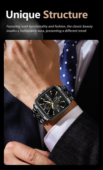 POEDAGAR Prestige Square Chronograph Watch