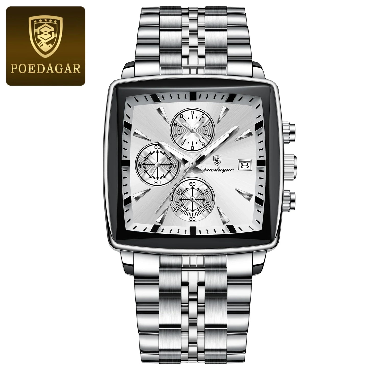 POEDAGAR Prestige Square Chronograph Watch