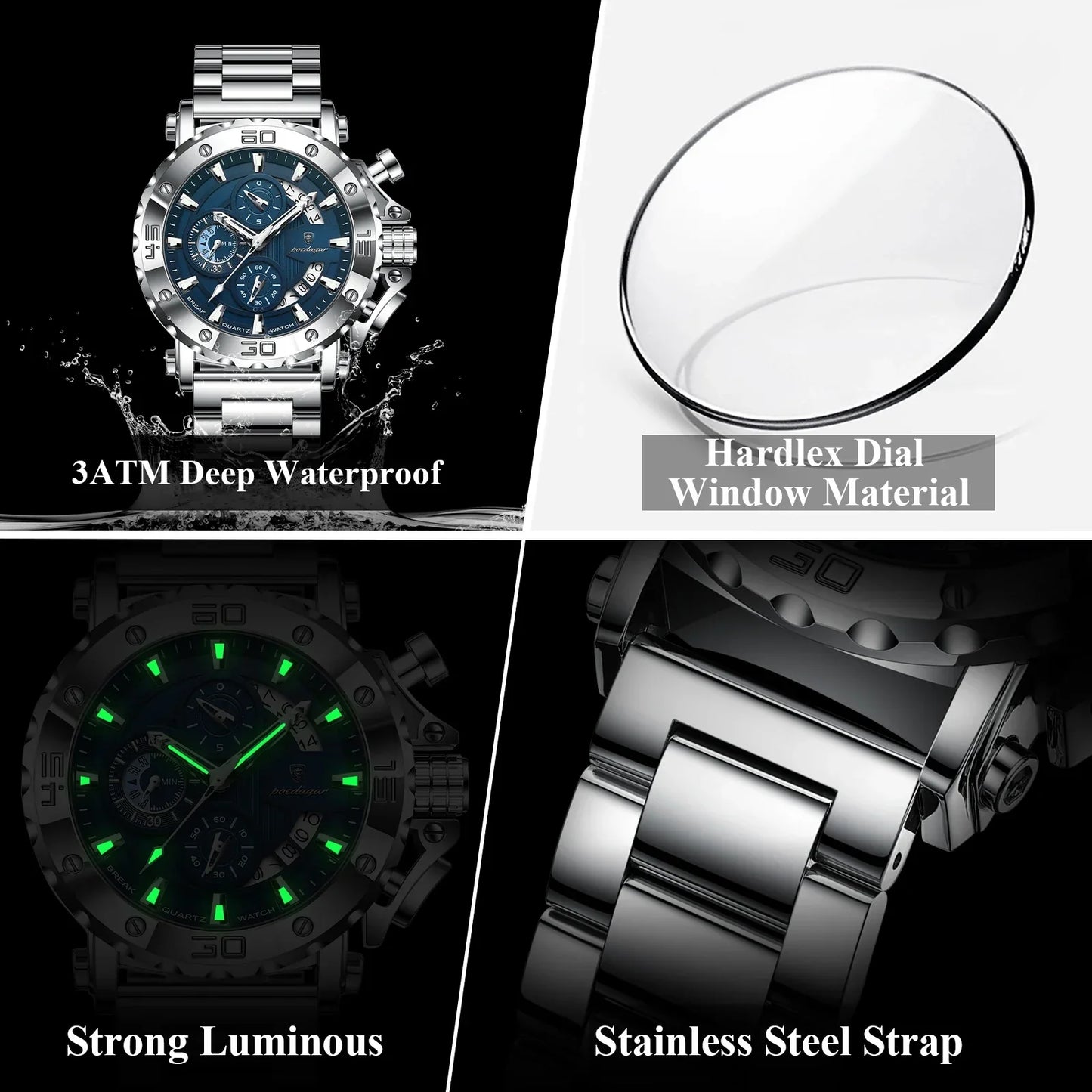 POEDAGAR Titan Chronograph Watch