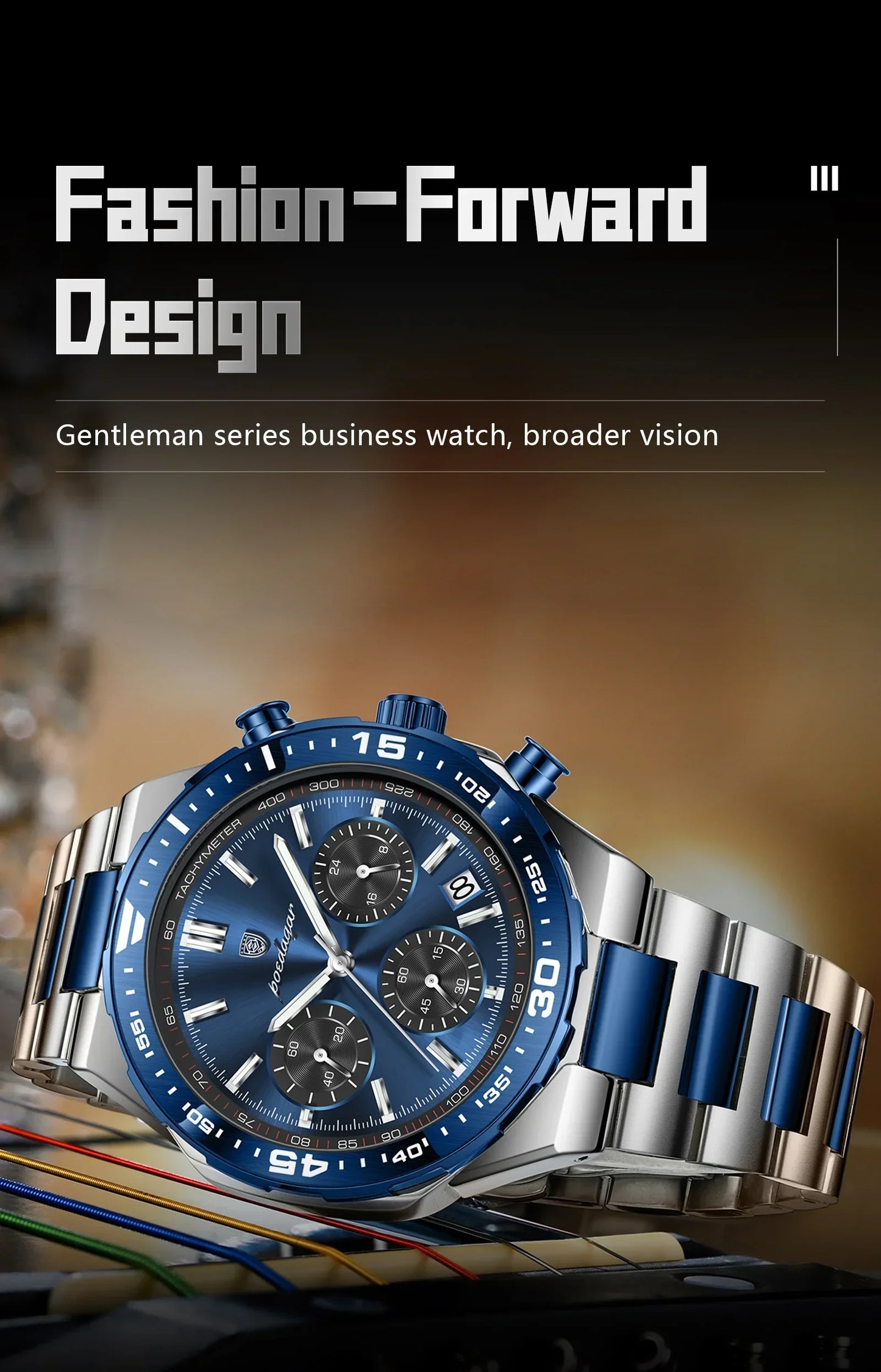 POEDAGAR Chrono Steel Watch