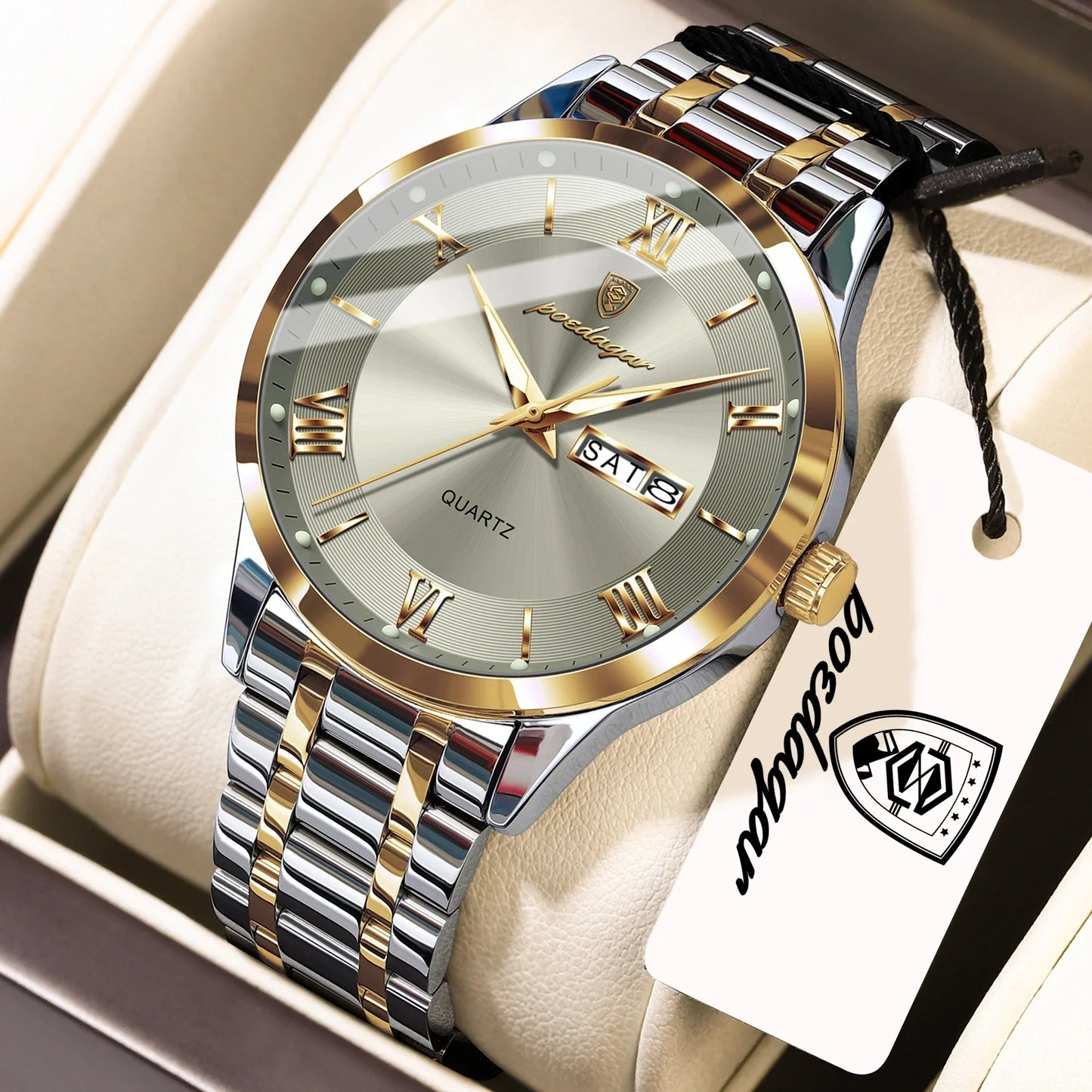 POEDAGAR Classic Day-Date Watch