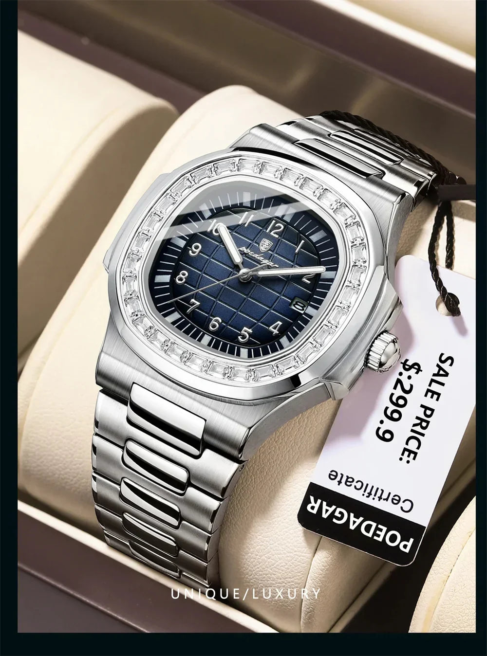POEDAGAR Luxury Steel Watch