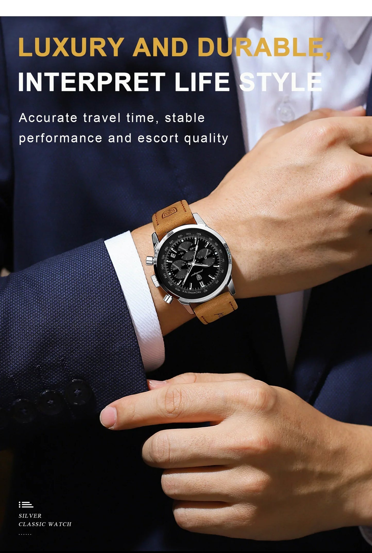 POEDAGAR Classic Chronograph Watch