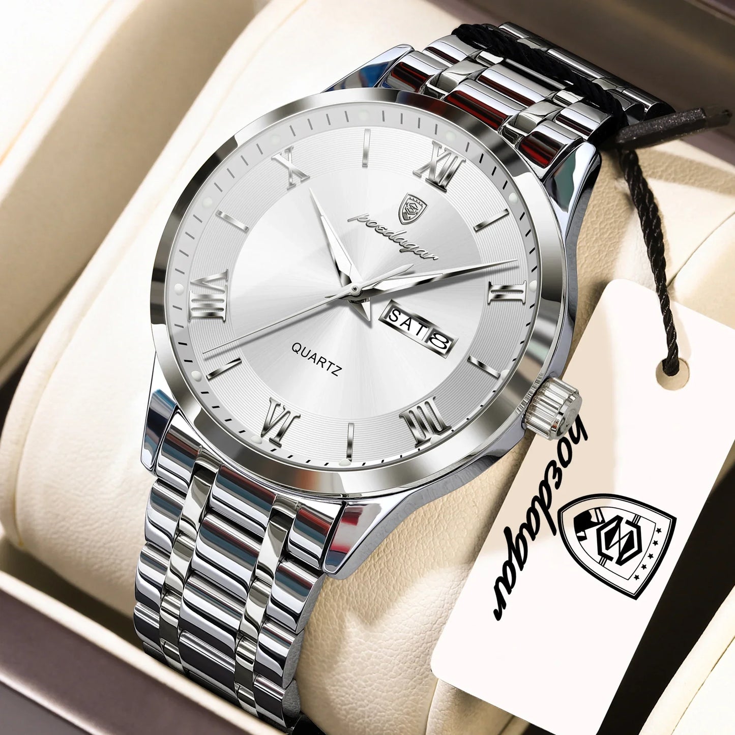 POEDAGAR Classic Day-Date Watch