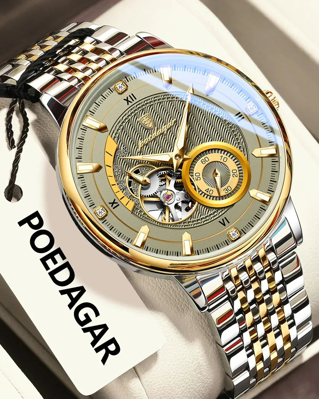POEDAGAR Prestige Skeleton Automatic Watch