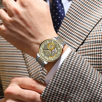 POEDAGAR Prestige Skeleton Automatic Watch