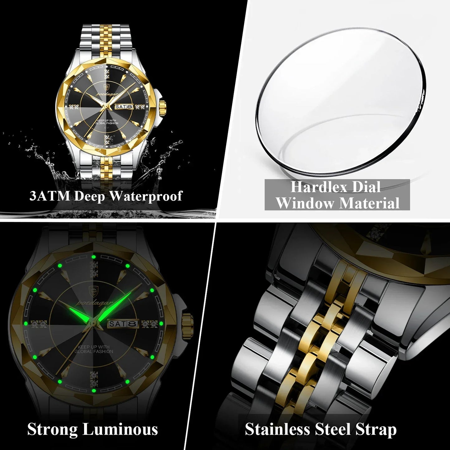POEDAGAR Royal Steel Watch