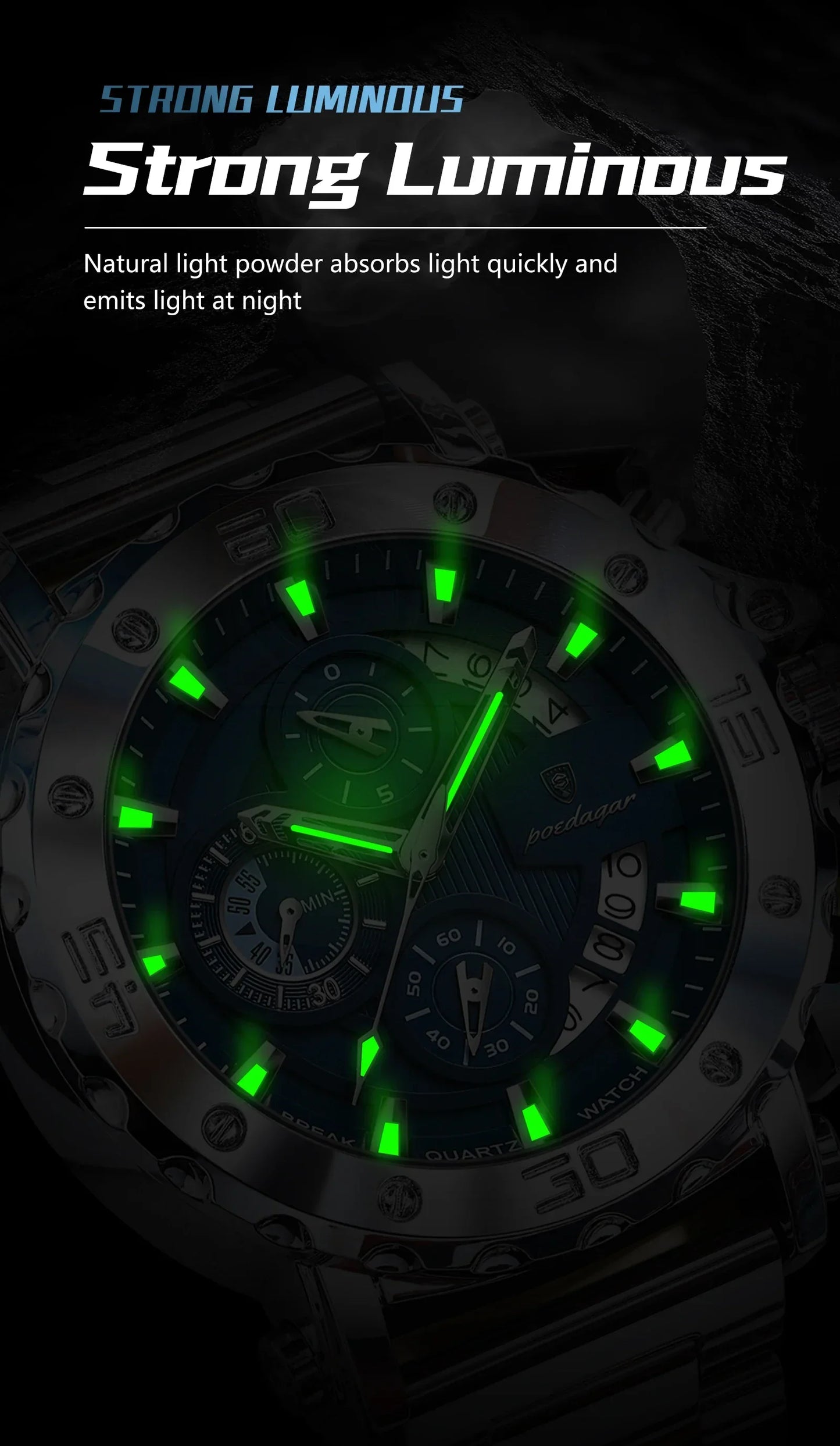 POEDAGAR Titan Chronograph Watch