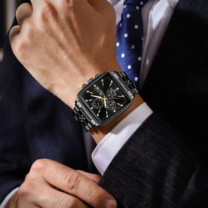 POEDAGAR Prestige Square Chronograph Watch