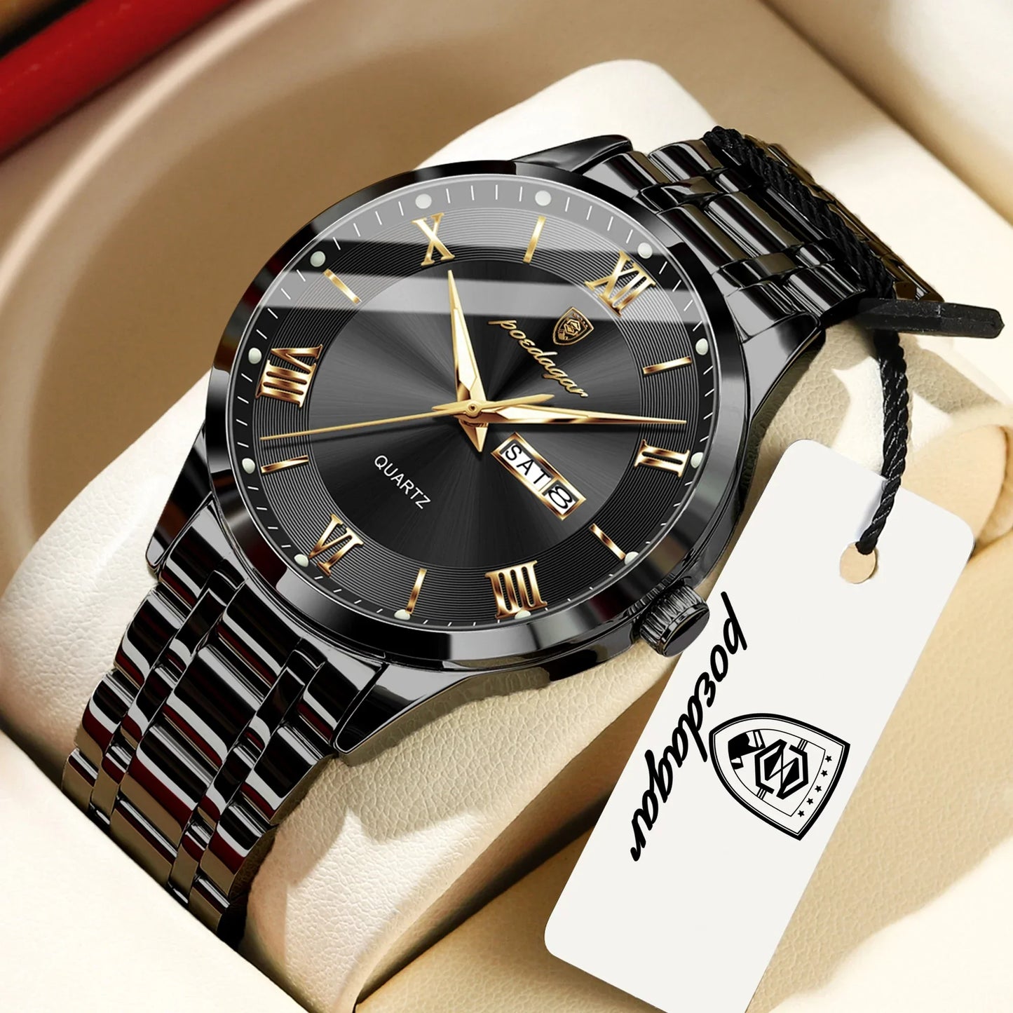 POEDAGAR Classic Day-Date Watch