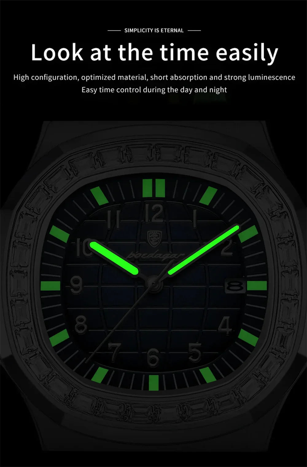 POEDAGAR Luxury Steel Watch