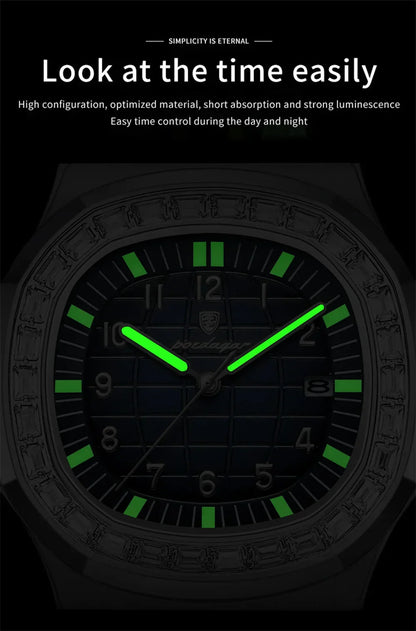 POEDAGAR Luxury Steel Watch