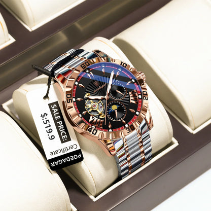 POEDAGAR Prestige Automatic Skeleton Sport Watch
