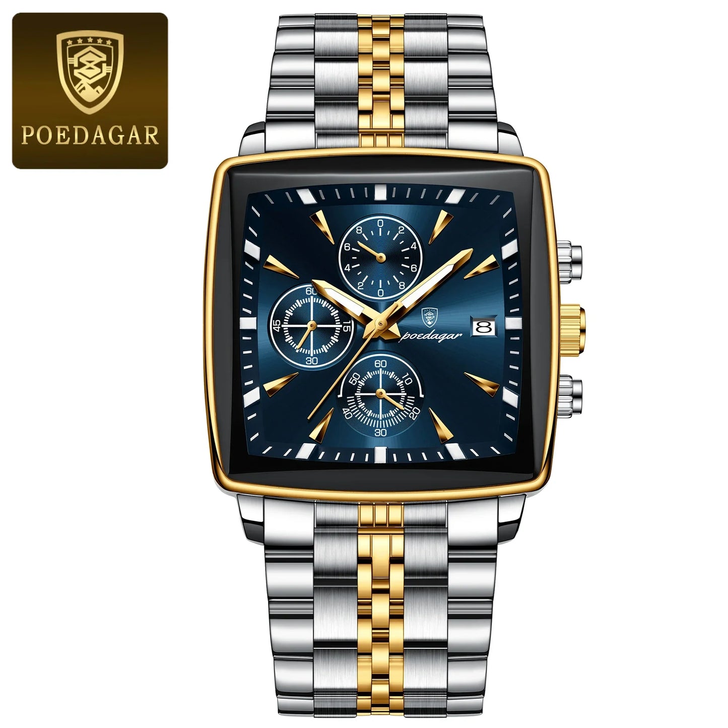 POEDAGAR Prestige Square Chronograph Watch