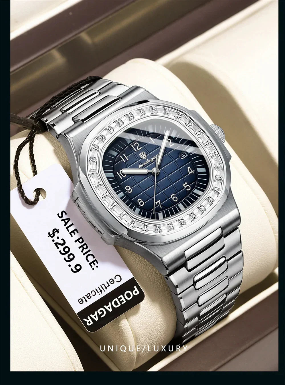 POEDAGAR Luxury Steel Watch
