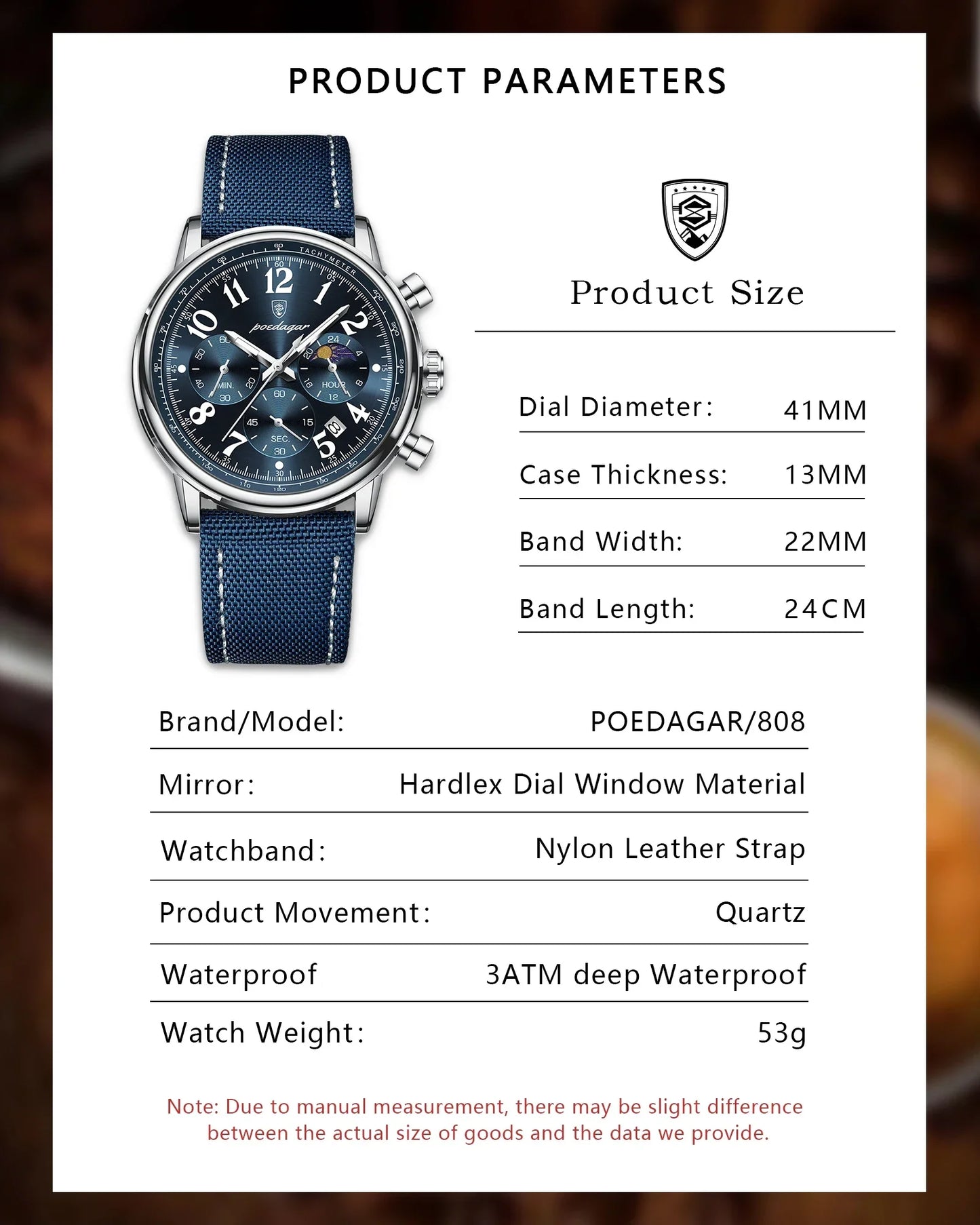 POEDAGAR Tactical Chronograph Watch