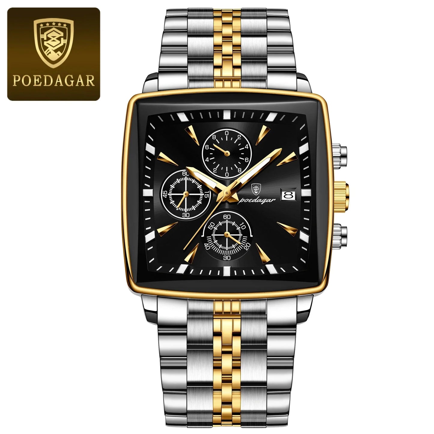 POEDAGAR Prestige Square Chronograph Watch