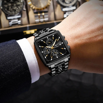 POEDAGAR Square Steel Watch