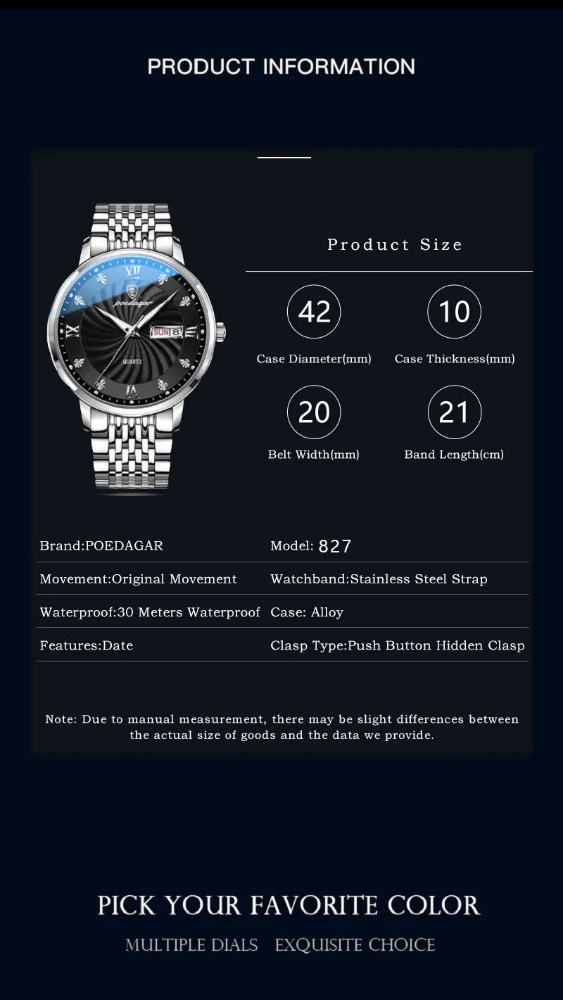 POEDAGAR Royal Day-Date Uhr