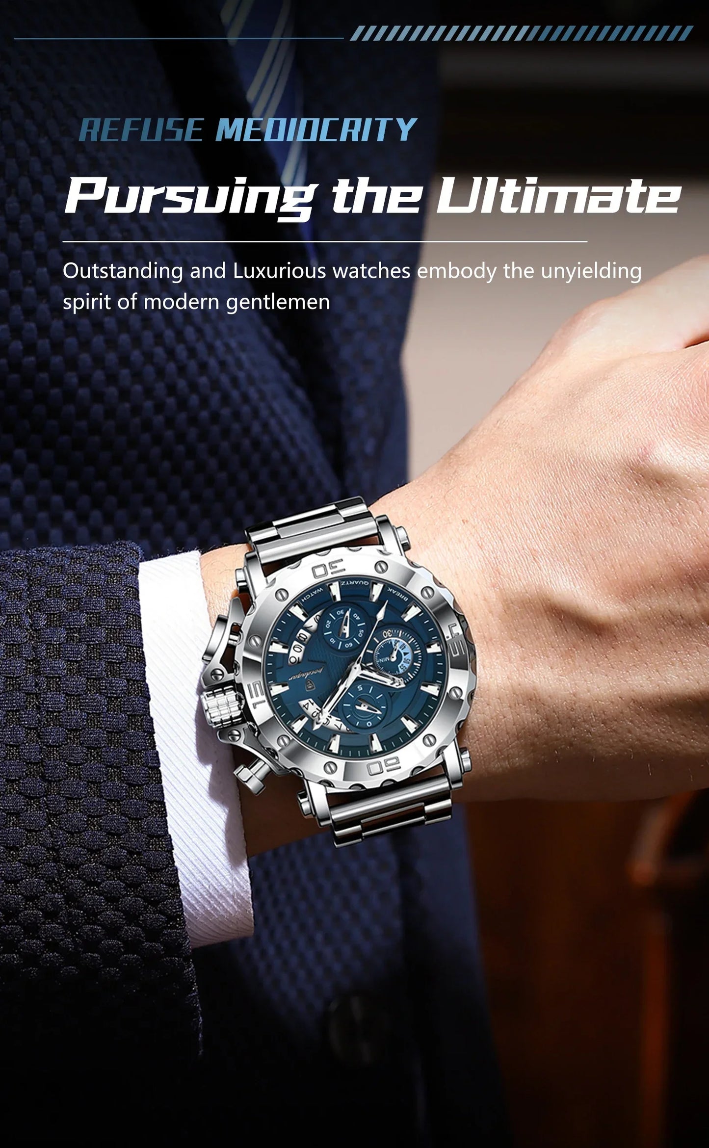 POEDAGAR Titan Chronograph Watch