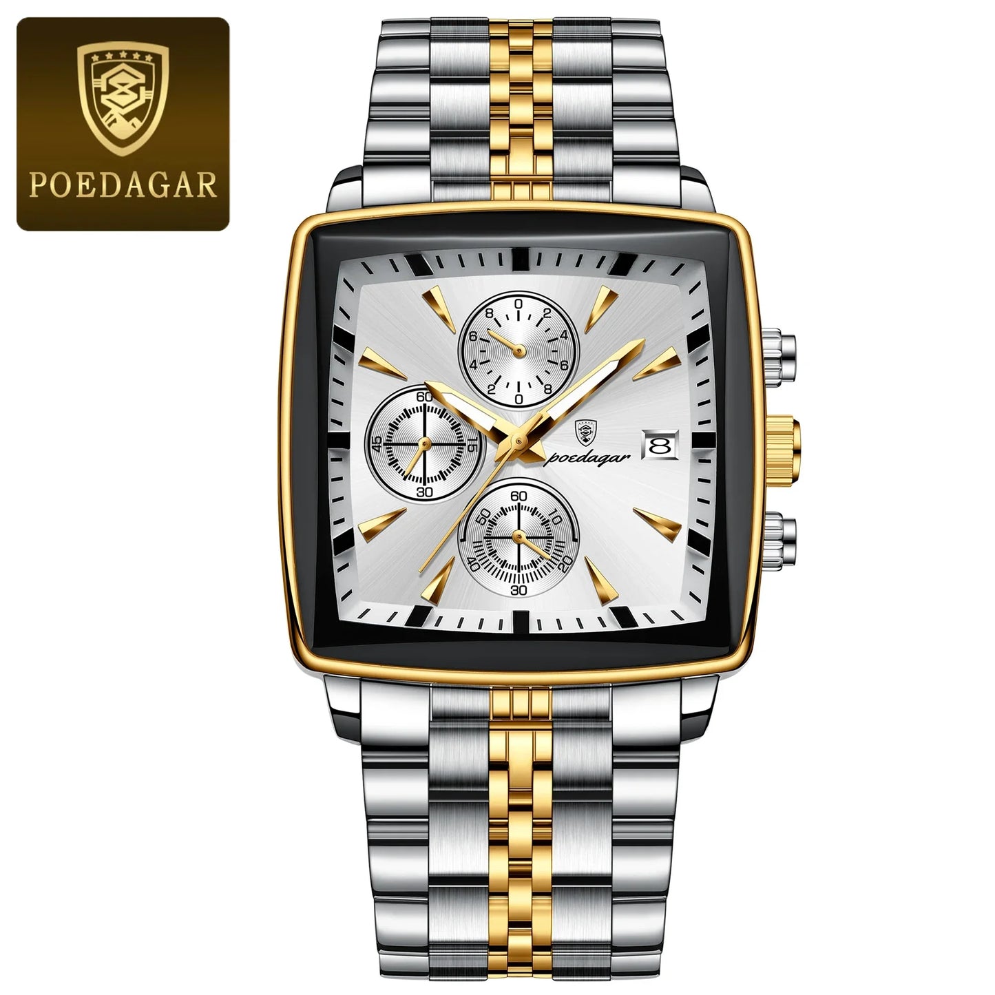 POEDAGAR Prestige Square Chronograph Watch