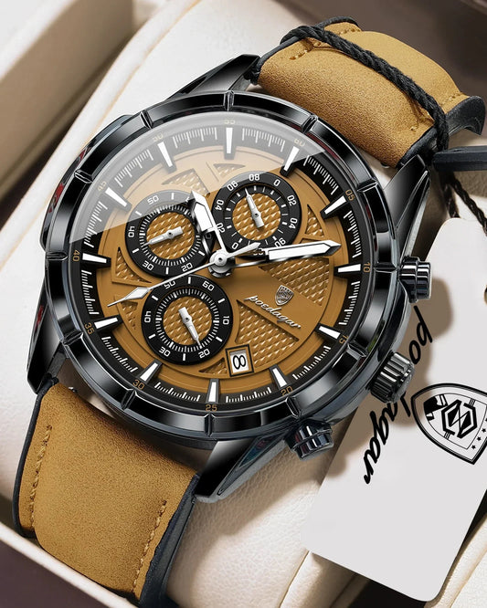 POEDAGAR Vintage Chrono Lederuhr