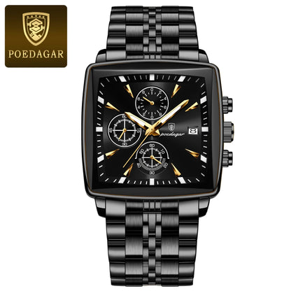 POEDAGAR Prestige Square Chronograph Watch