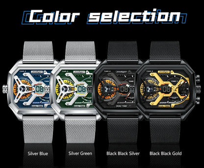 POEDAGAR Tactical Dual Display Chronograph Watch